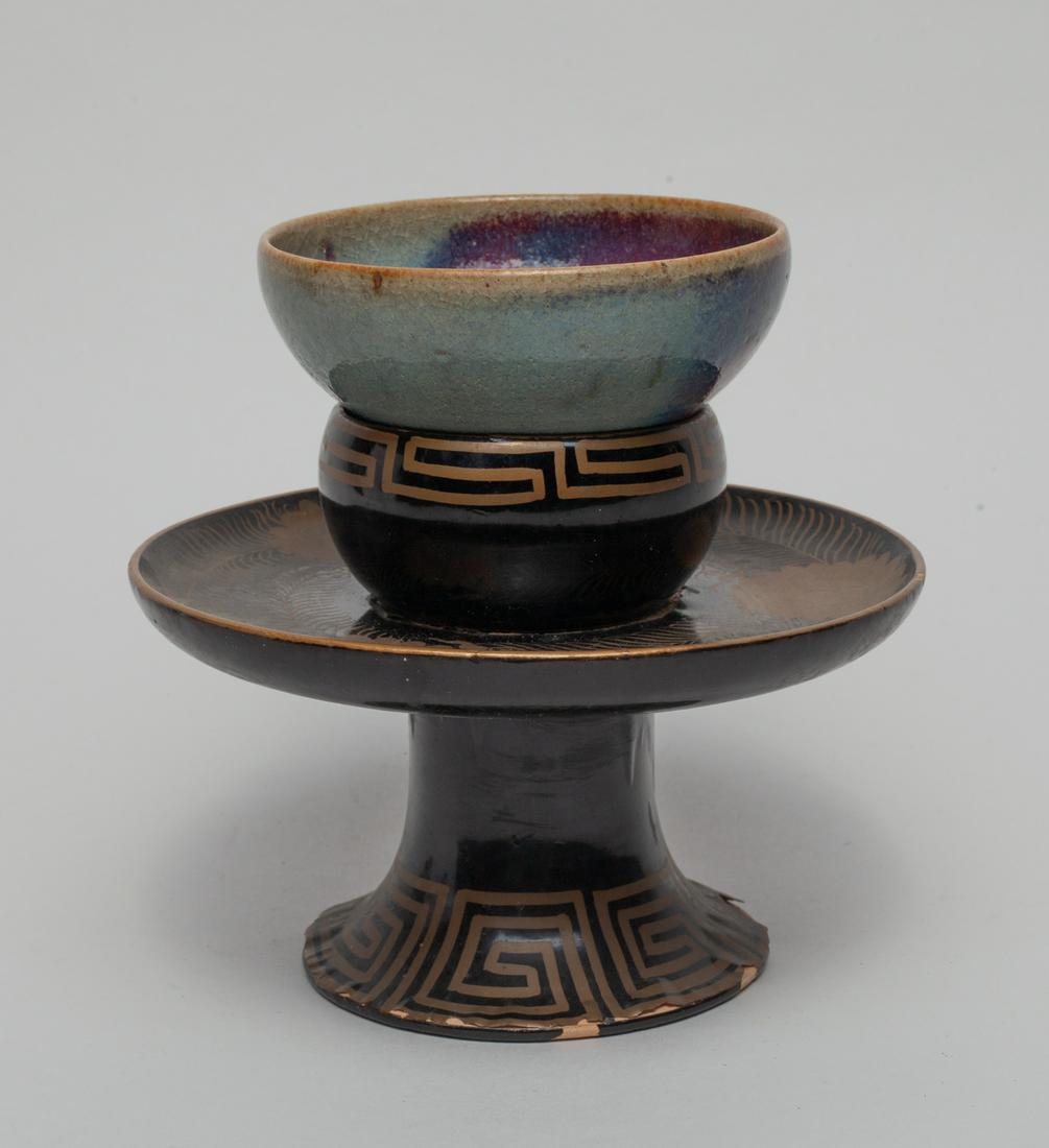 Chinese Jun Porcelain Cup w/ Lacquer Stand (1 of 9)