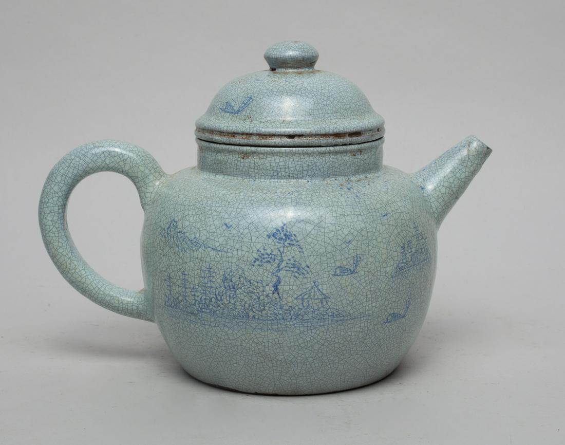 Chinese Glazed on Zisha Large Tea Pot (1 of 10)