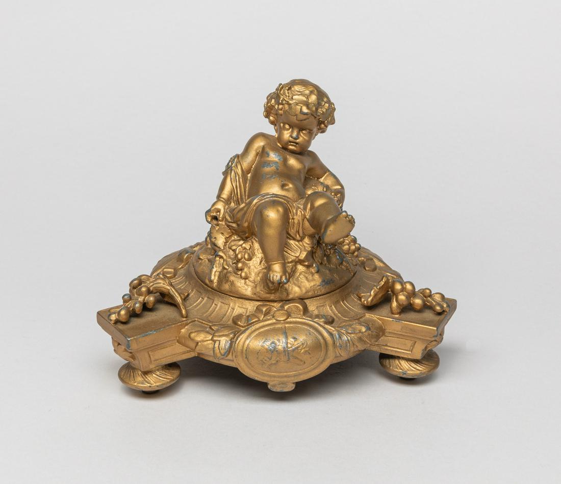 Antique France Gilt Metal Inkwell (1 of 9)