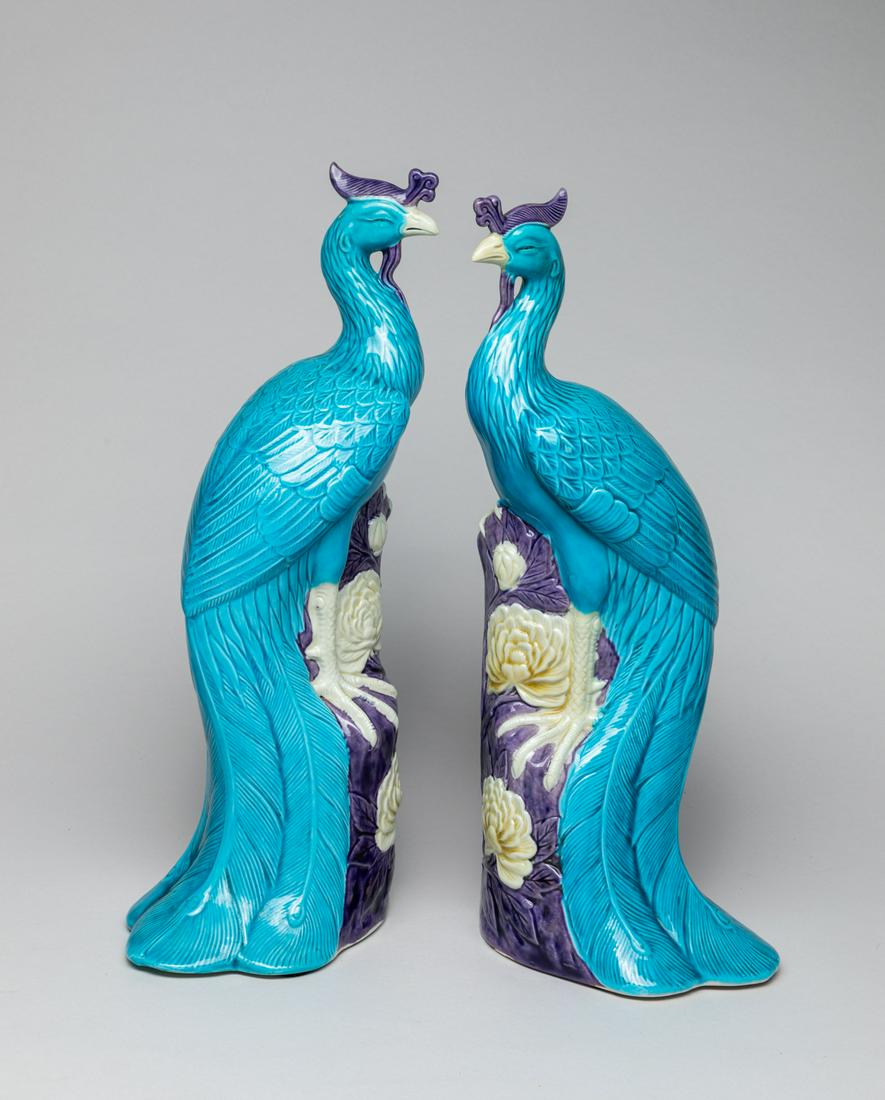 Pair Chinese Porcelain Sculptures of Phoenix (1 of 13)