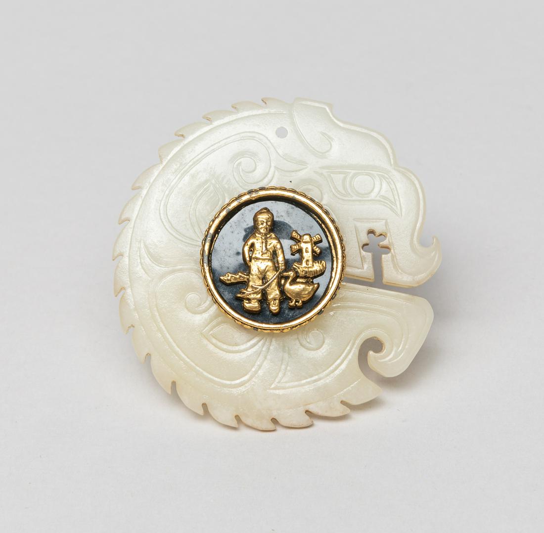 Designed Chinese White Jade Cufflink (1 of 9)