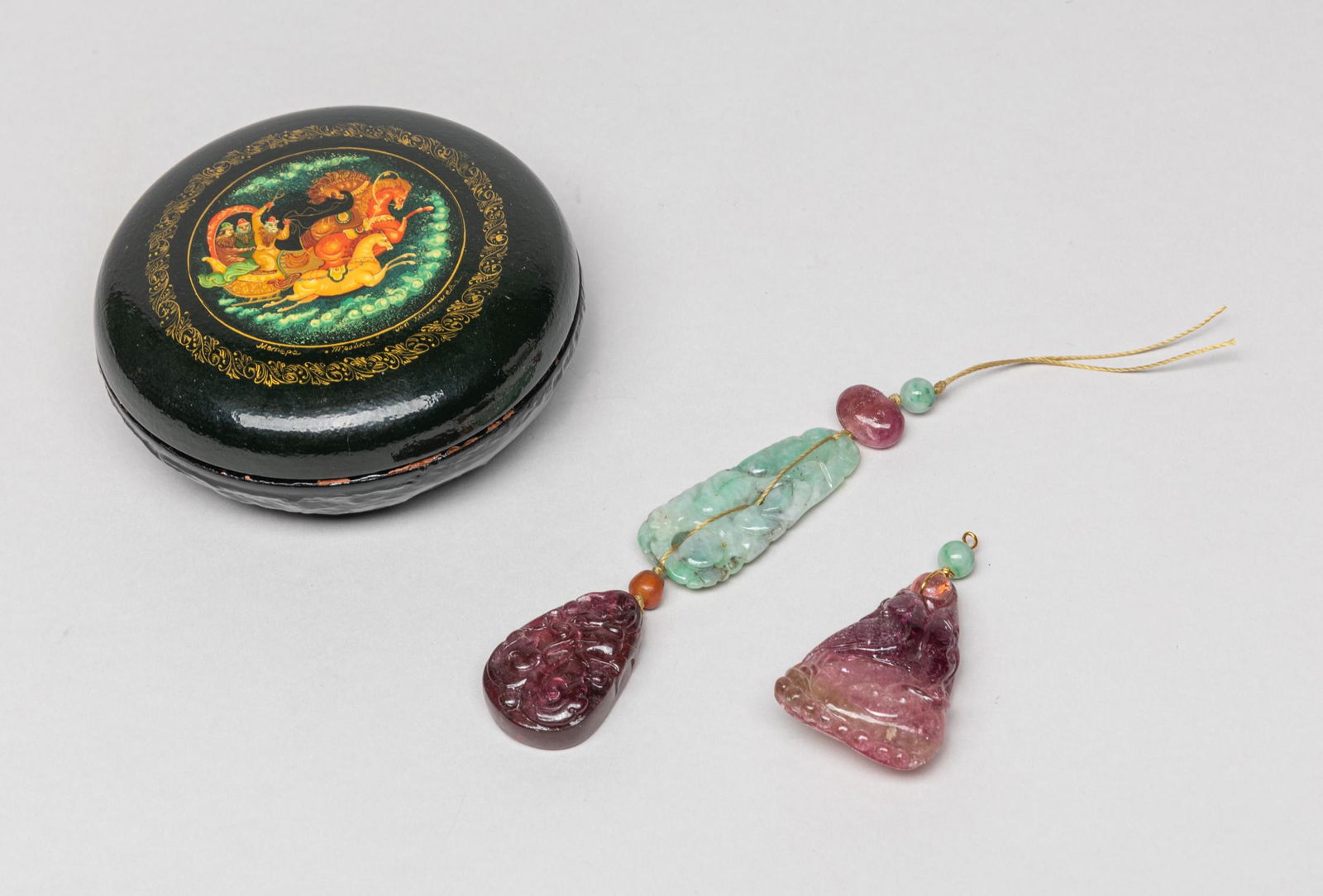 Chinese Tourmaline & Jade Toggles (1 of 12)