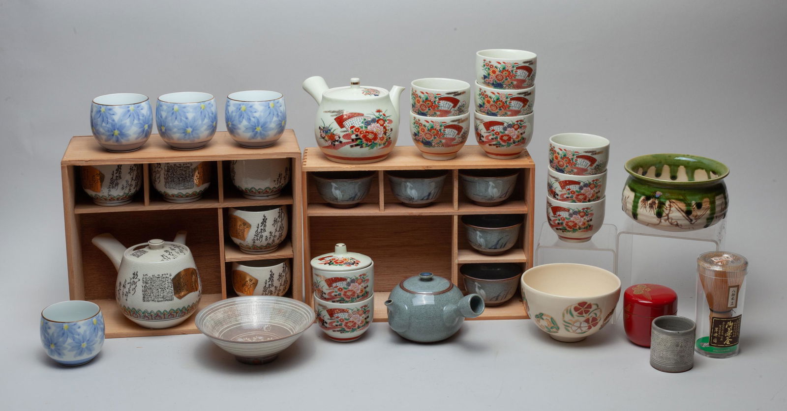 Vintage Japanese Tea Sets: Japanese porcelain tea sets. Size varies.