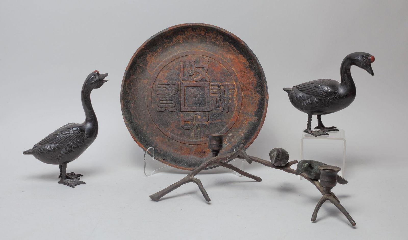 Chinese Bronze Charger & Metal Sculptures (1 of 11)