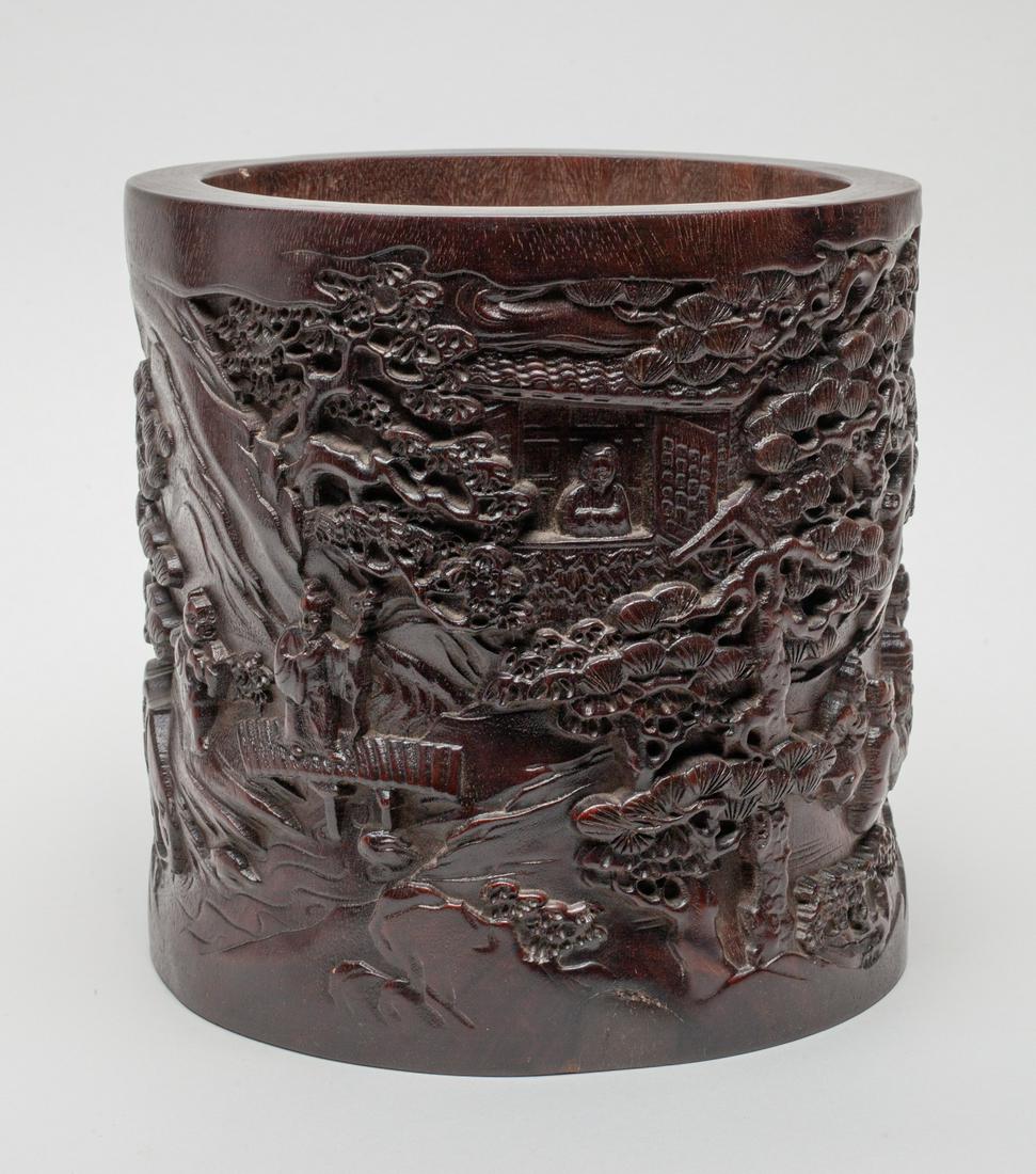 Large Chinese Hard Wood Brush Pot (1 of 12)