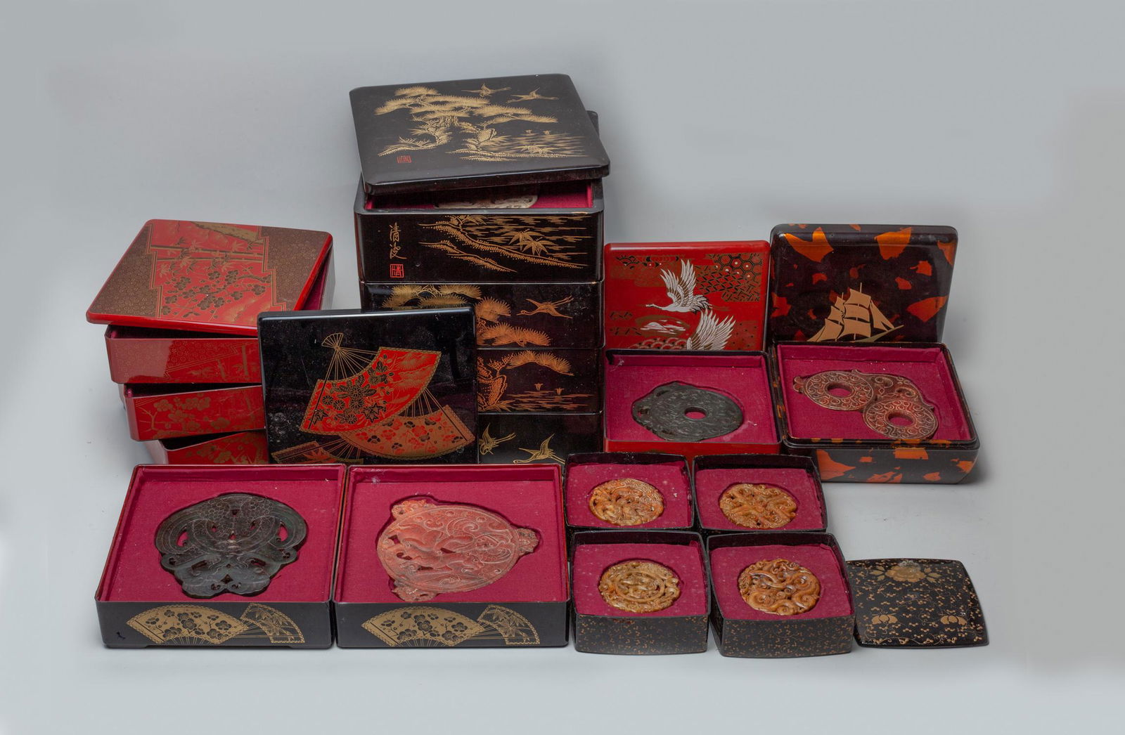 Chinese Jade/Stone Carvings with Boxes (1 of 11)