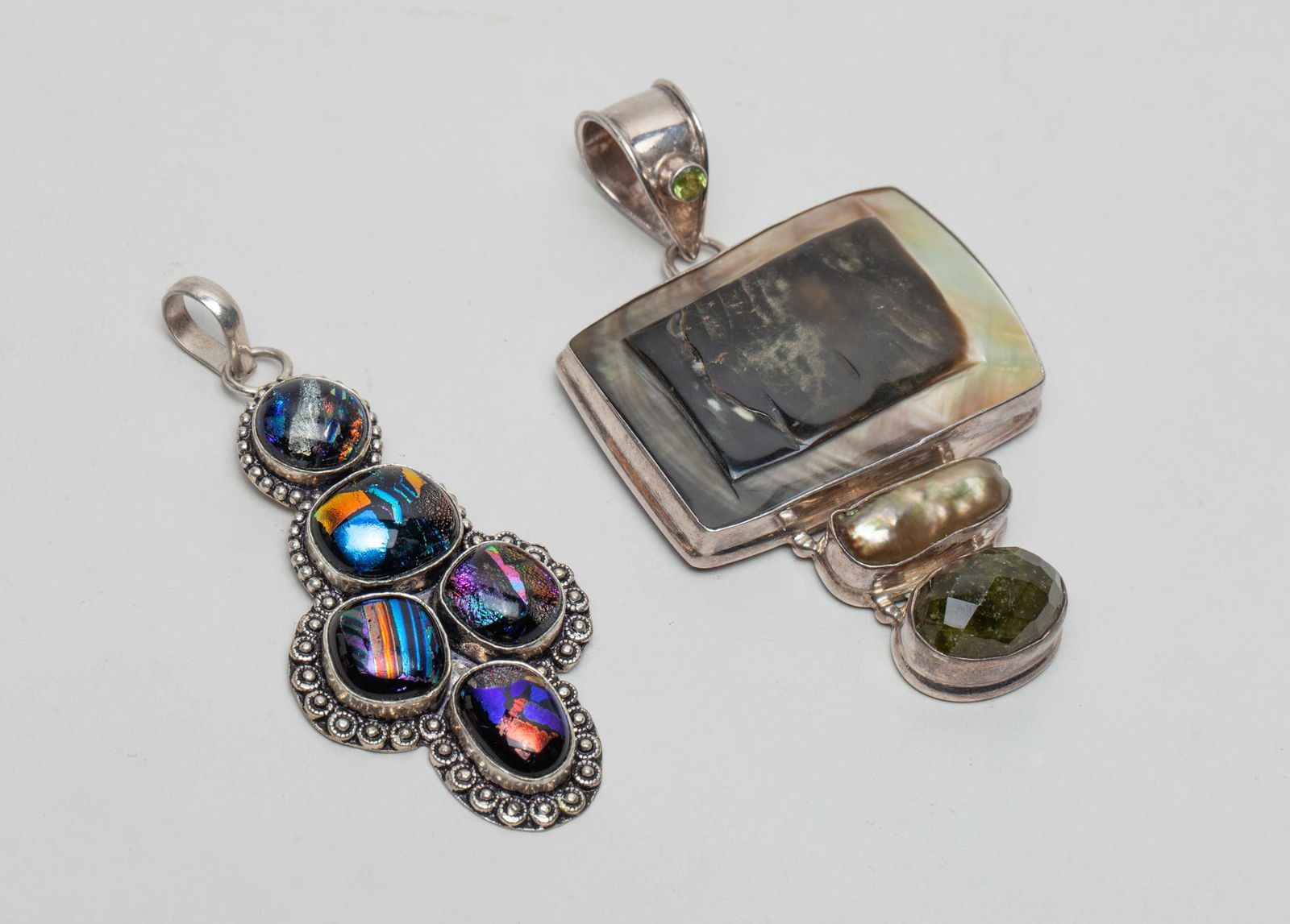 Two Large Sterling Pendants Inlaid Gemstone (1 of 12)