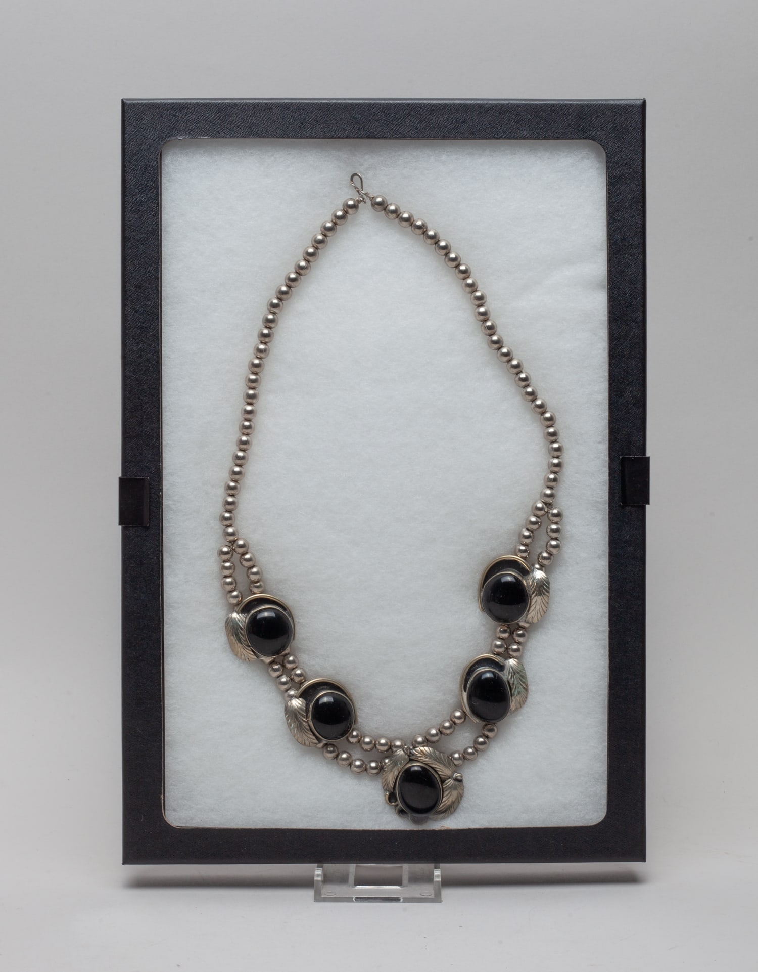 Old Indian Silver & Jet Stone Necklace (1 of 10)