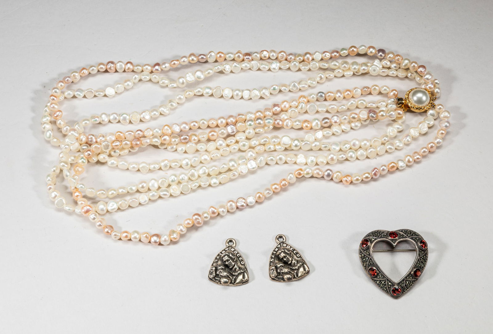 Sea Pearl Necklace & Silver Pendants (1 of 11)