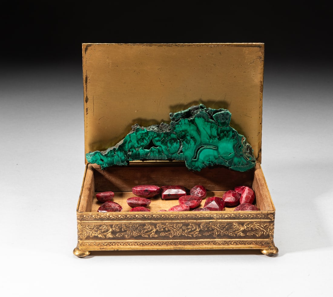 Vintage Malachite & Cut Ruby Stones (1 of 10)