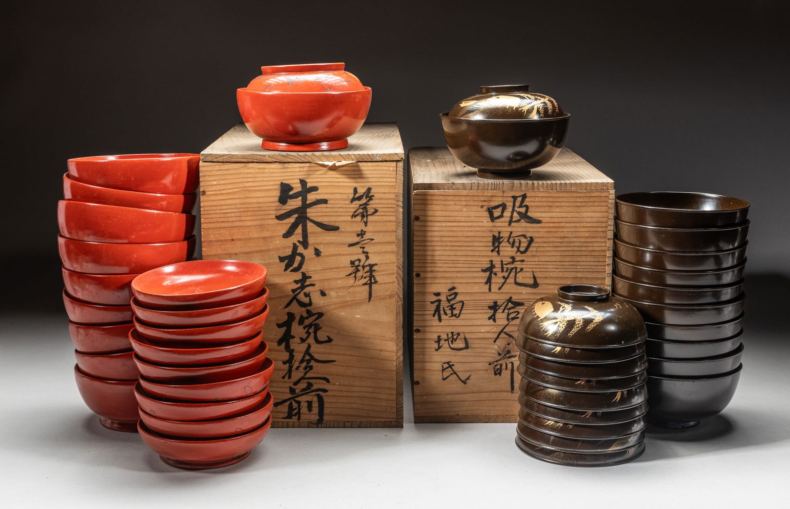 Old Japanese Lacquer Bowls (1 of 8)