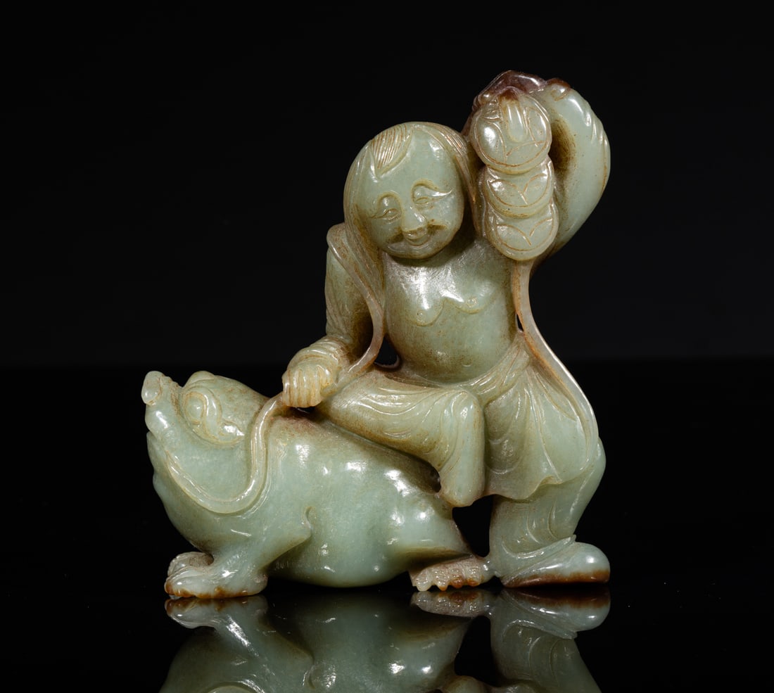 Large Chinese Jade Carving of Liuhai (1 of 12)
