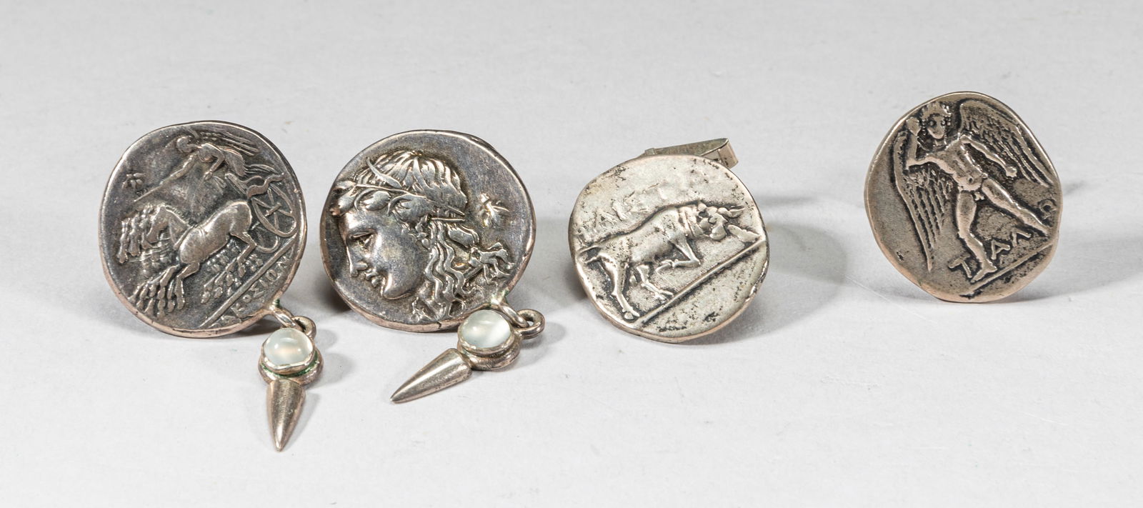 Continental Silver Coin Cufflinks & Earrings (1 of 6)