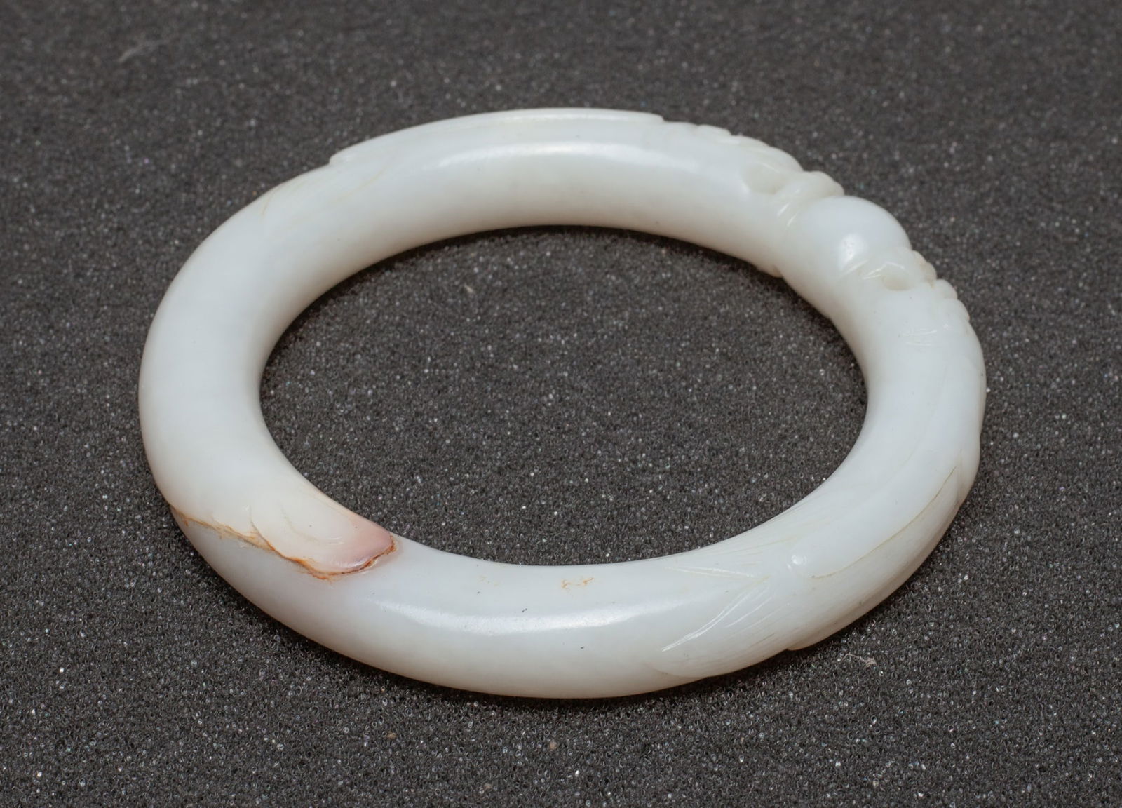 Chinese White Jade Dragon Bangle (1 of 9)