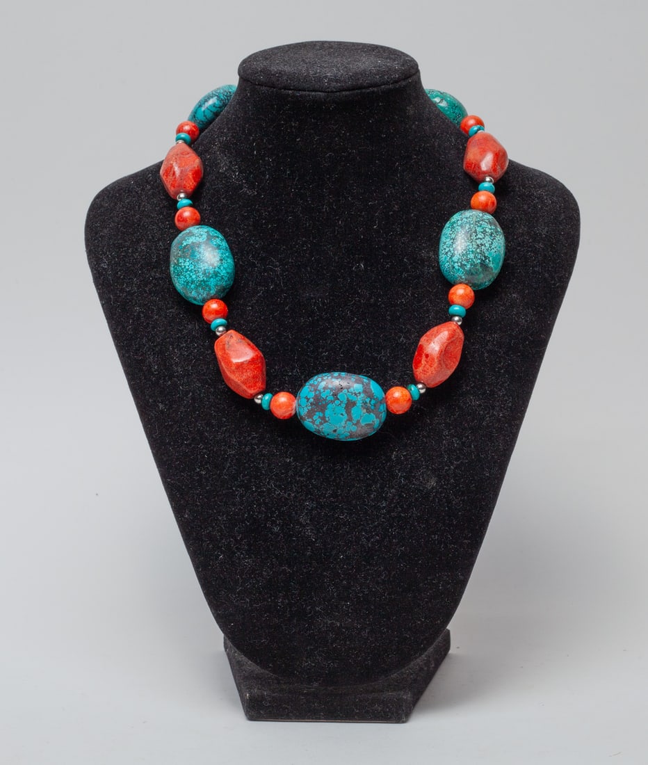 Zuni Type Gemstone Necklace with Chunky Bead (1 of 7)