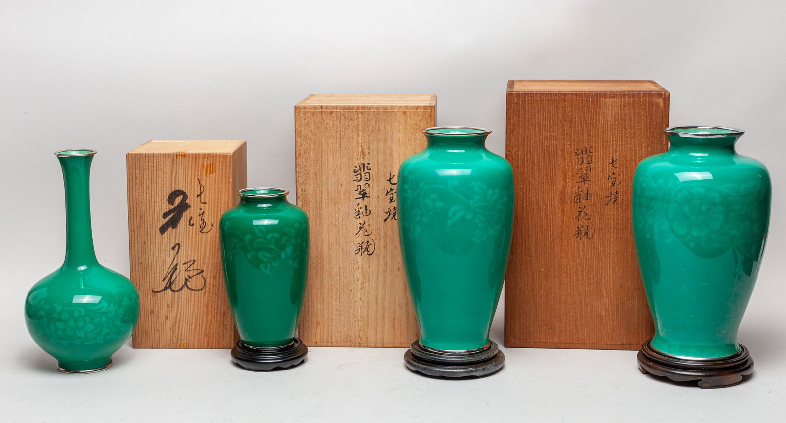 Japanese Jadeite Cloisonne Vases (1 of 17)