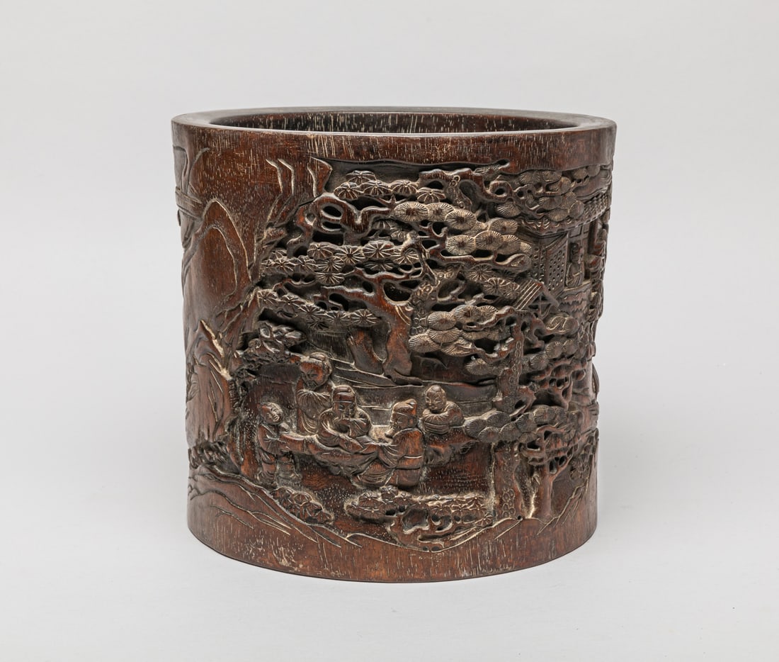 Massive Chinese Carved Wood Brush Pot (1 of 16)