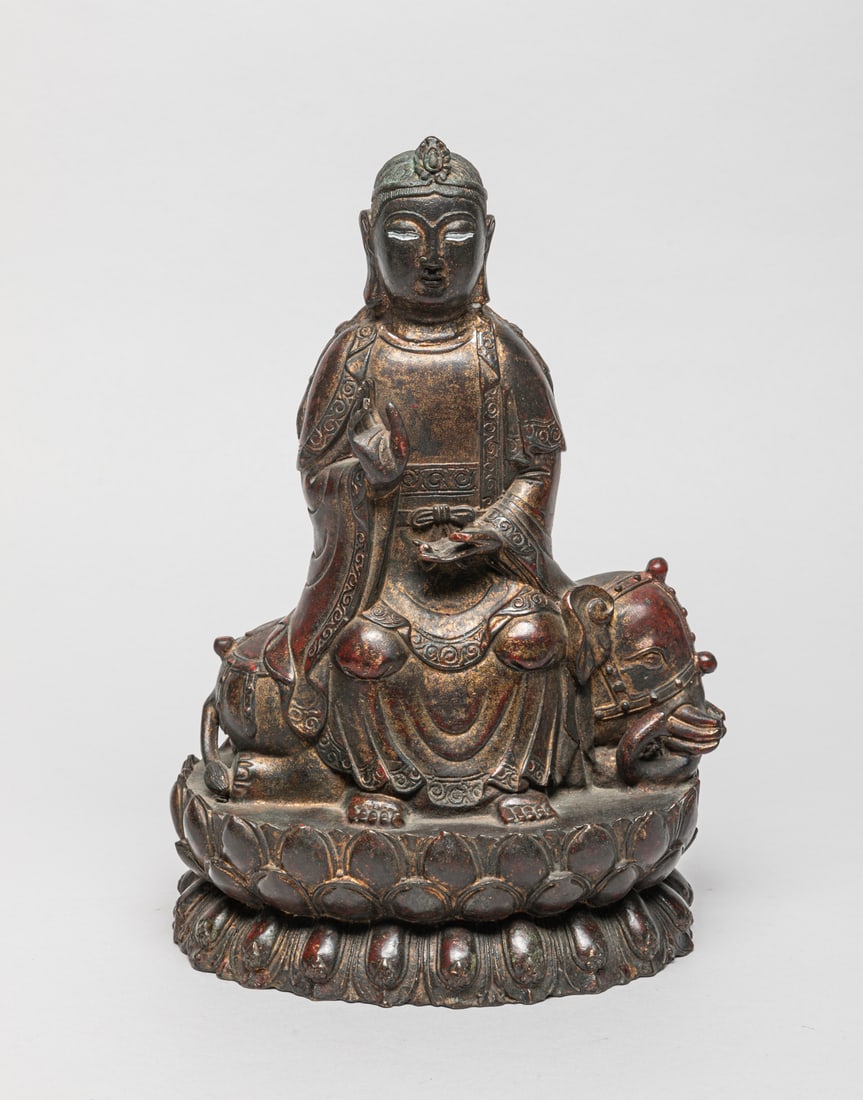 Korean Painted Metal Buddha, Manjushri (1 of 10)