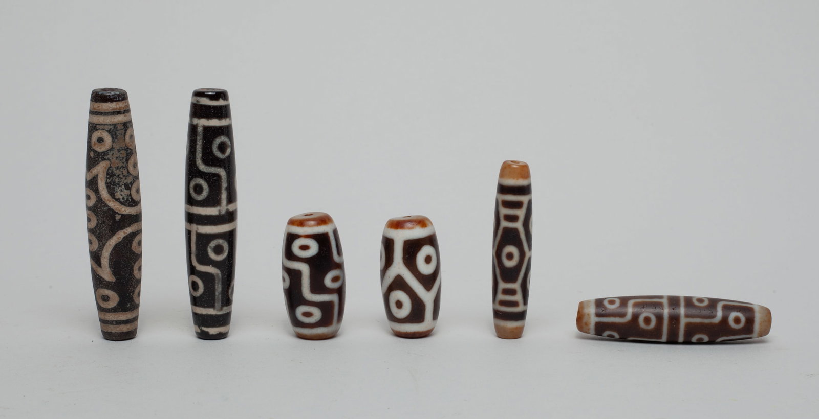 Chinese Sino Tibetan Beads: Group of 6 Chinese Sino-Tibetan large beads. Size varies.