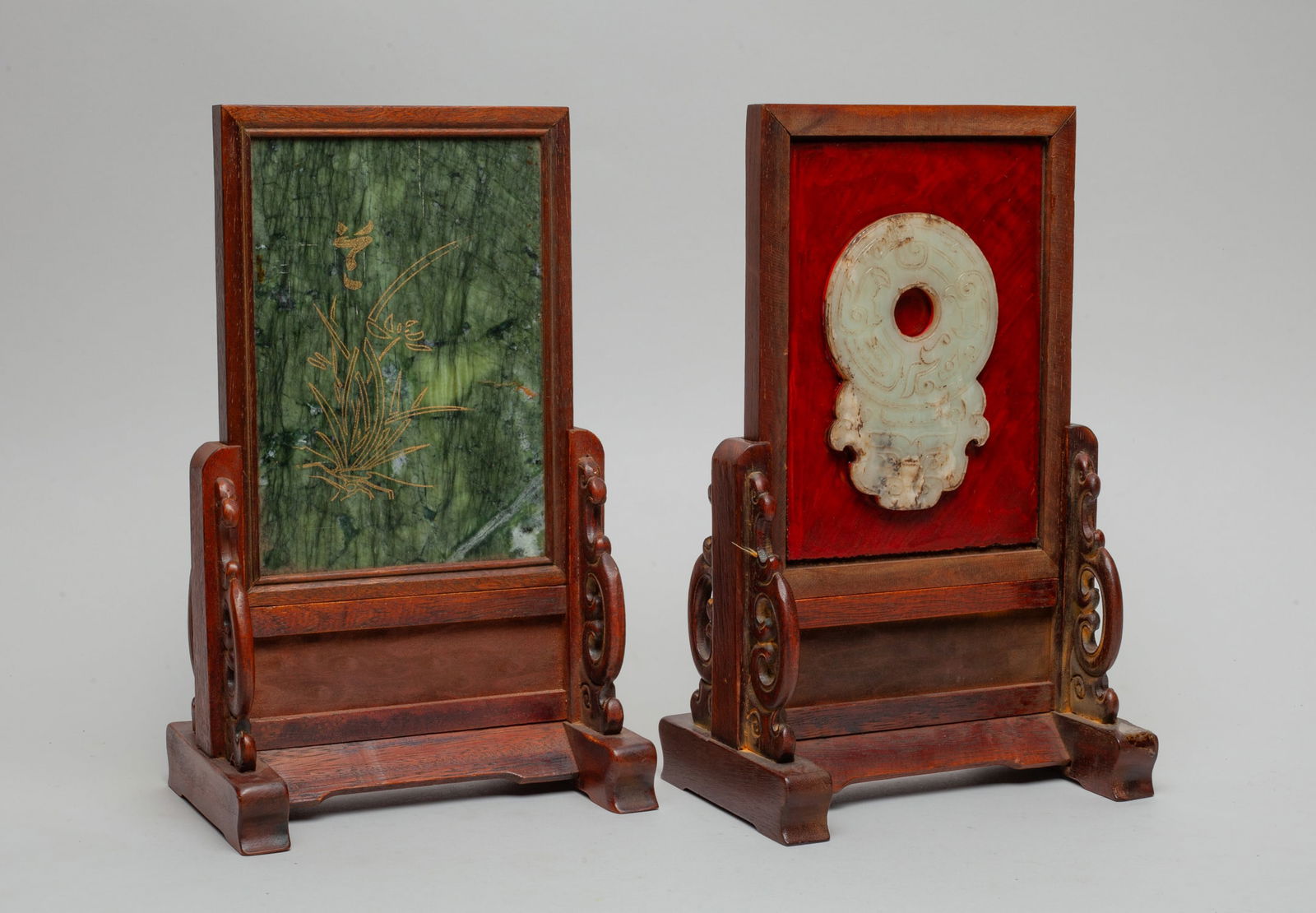 Two Chinese Wood & Jade Table Screens (1 of 11)