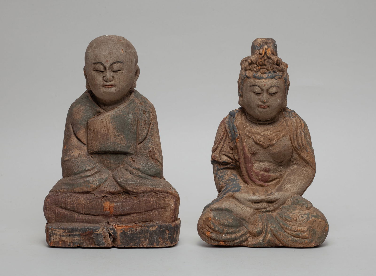 Two Chinese Painted Wood Buddha (1 of 11)
