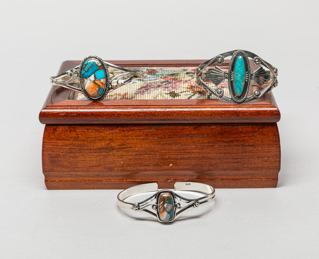 Estate Silver & Gemstone Bangles (1 of 12)