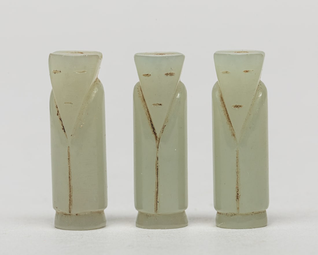 Three Chinese White Jade Figure Beads (1 of 7)