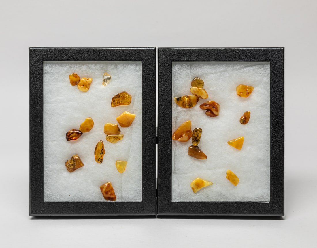 Two Boxes of Nature Amber Nuggets: Two boxes of nature amber nuggets. Approx. 31 gram (amber weight).