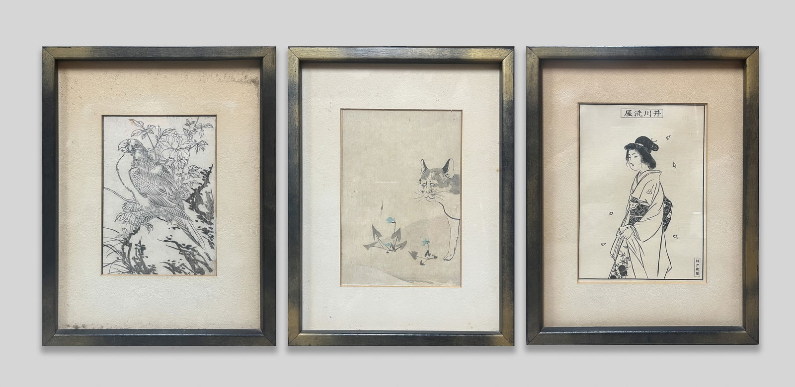 Three Antique Japanese Woodblock Prints (1 of 10)