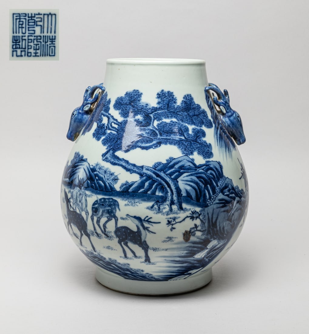 Large Chinese Blue & White Porcelain Vase (1 of 11)
