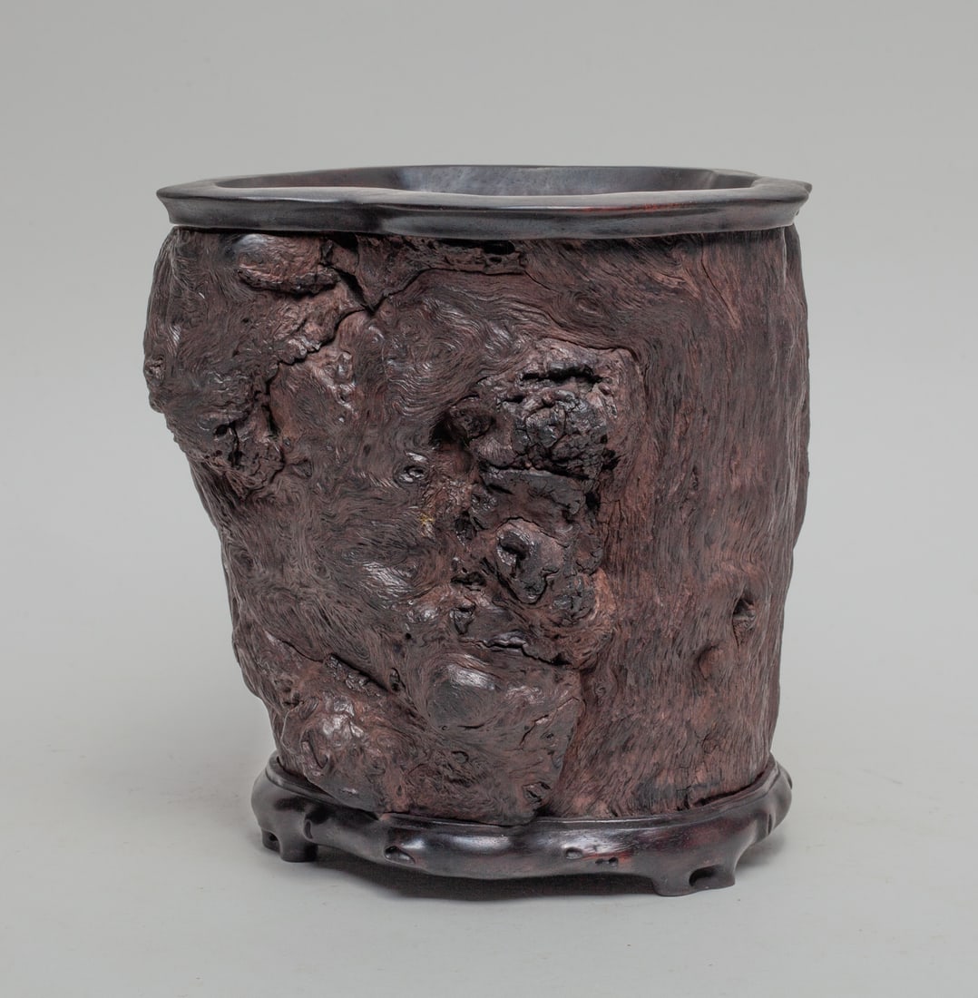 Large Chinese Wood Brush Pot (1 of 11)