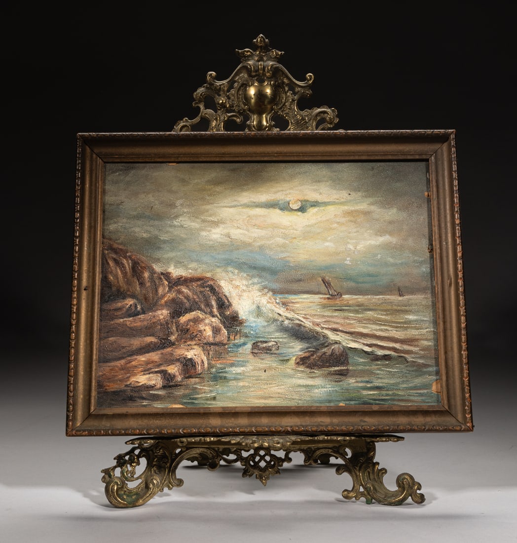 Antique Oil Painting w/ Stand (1 of 9)