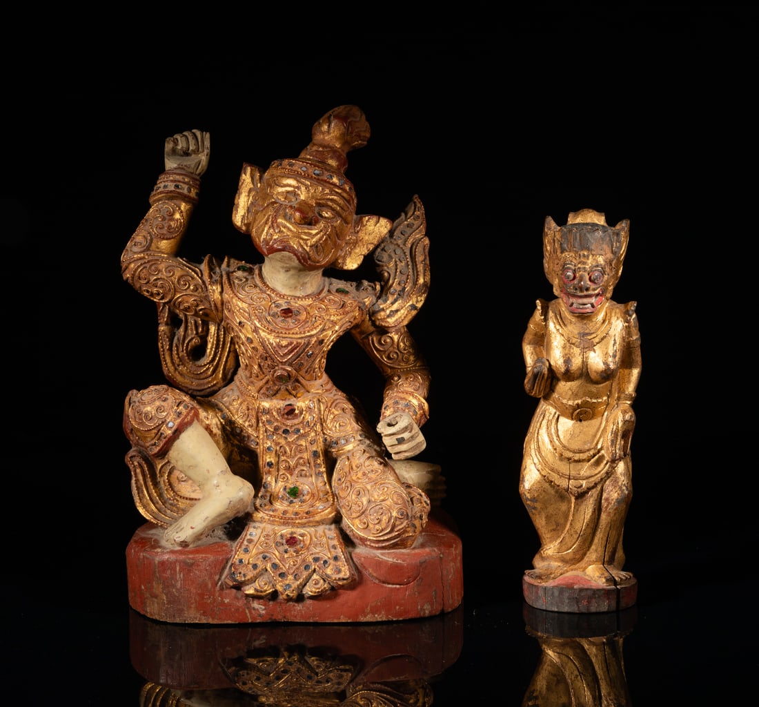 Two South Asian Gilt Wood Sculptures (1 of 12)