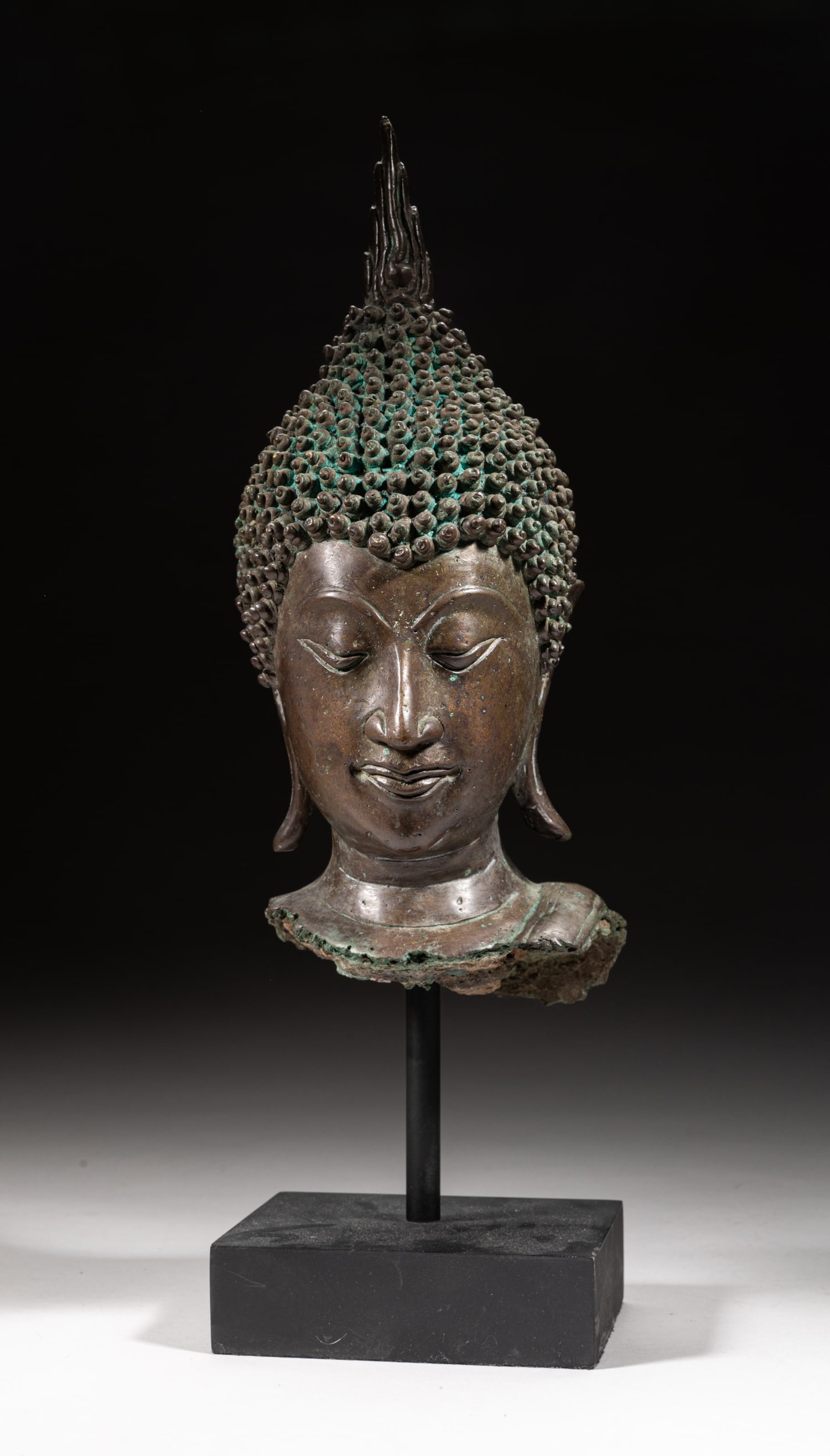 Collectible South Asian Bronze Buddha Head (1 of 12)