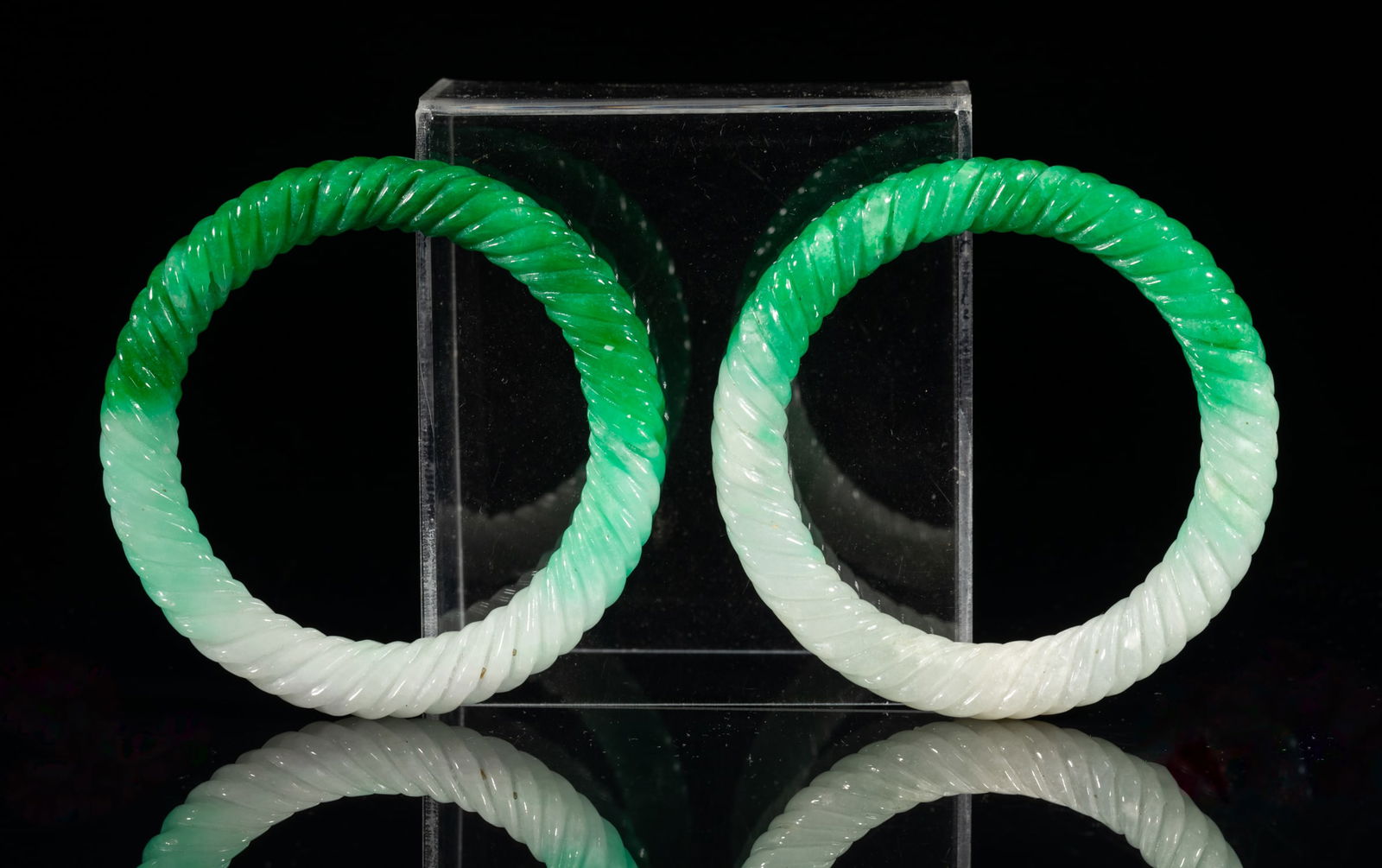 Pair Chinese Hard Stone Bangles (1 of 7)