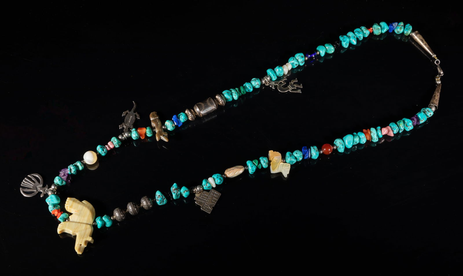 American Indian Silver & Gemstone Necklace (1 of 9)