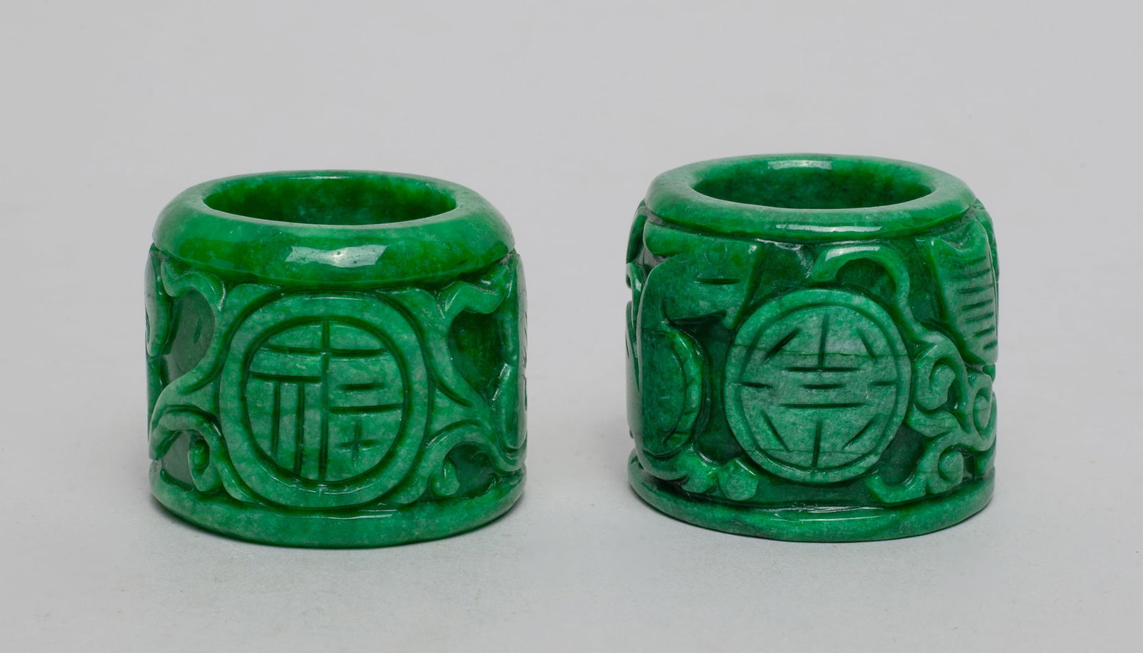 Two Chinese Carved Jade Like Thumb Rings (1 of 13)
