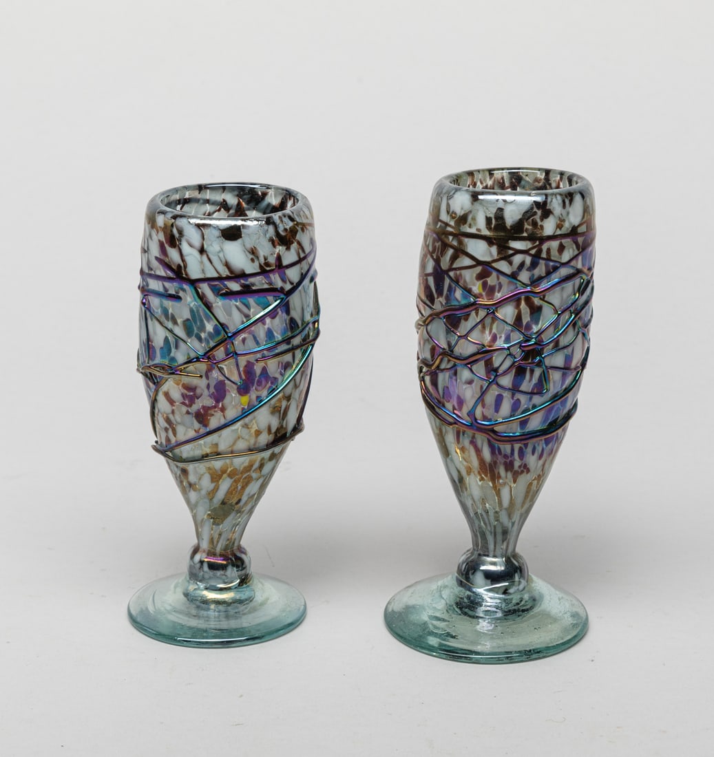 Old Murano Glass Cups: Two special Murano art glass cups. Approx. 4.8-2.2 inch (larger).