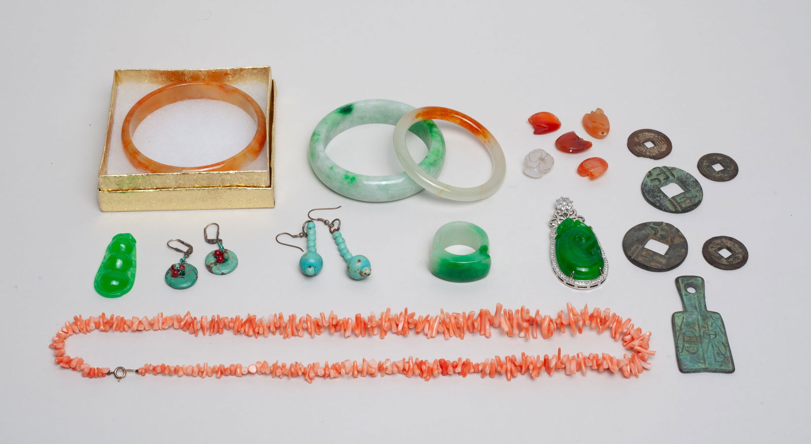 Estate Chinese Bangles, Agate & Necklaces (1 of 13)
