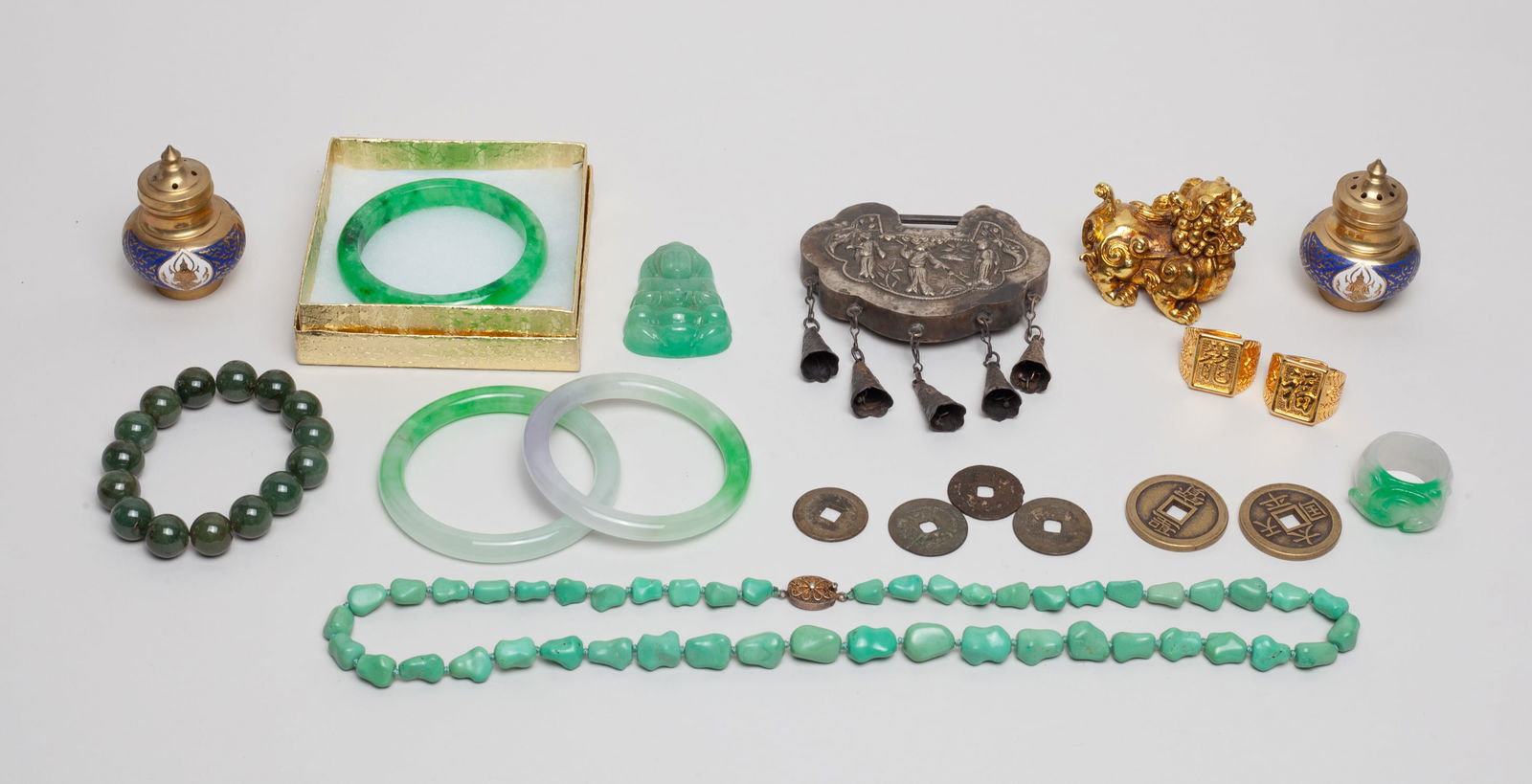Estate Chinese Bangles, Coins & Jewelry (1 of 12)