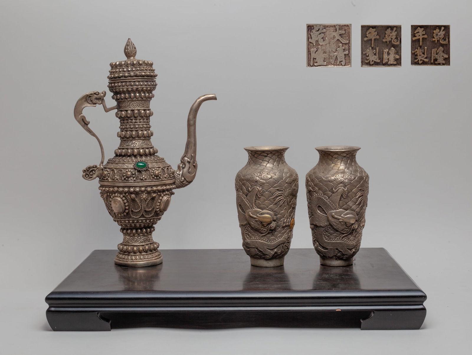 Estate Chinese Silver-plated Pot & Vases (1 of 16)