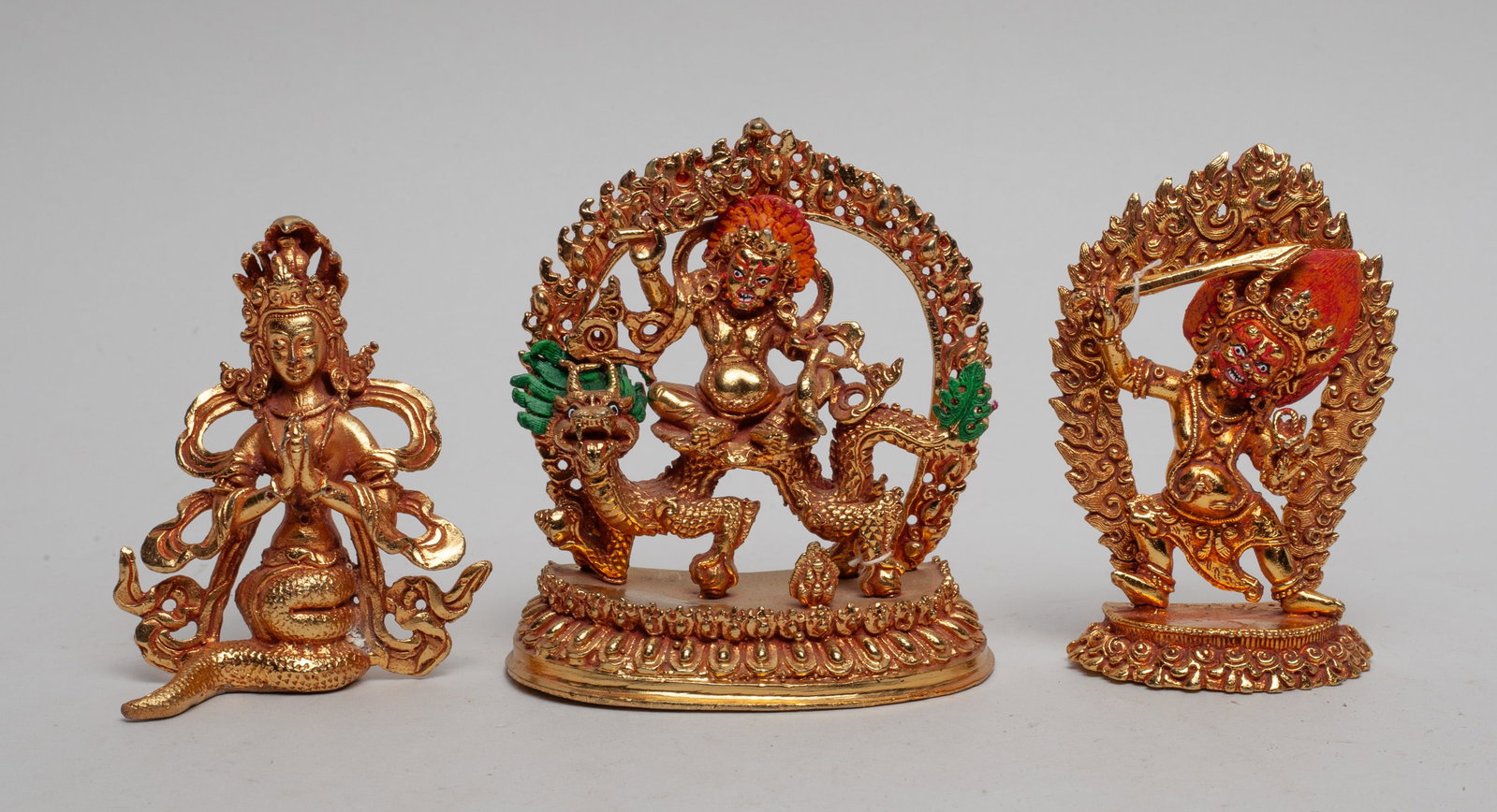 Collectible Chinese Bronze Buddha: Group of 3 Chinese bronze Buddha sculptures. Approx. 3.7-3.2-1.6 inch (largest).