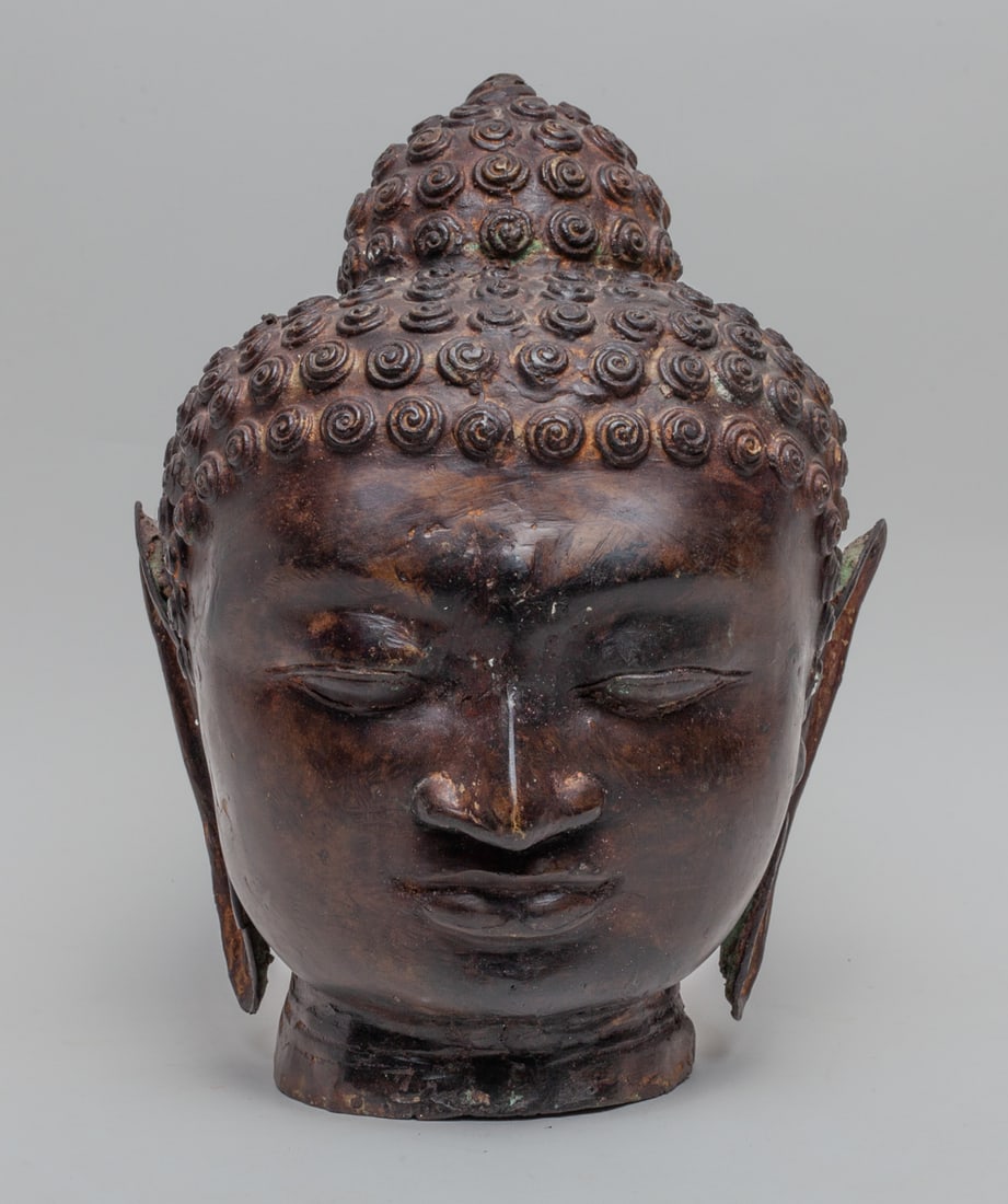 Large Chinese Bronze Buddha Head (1 of 11)