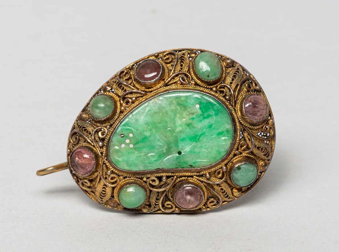 Chinese Silver & Jadeite Pendant (1 of 11)
