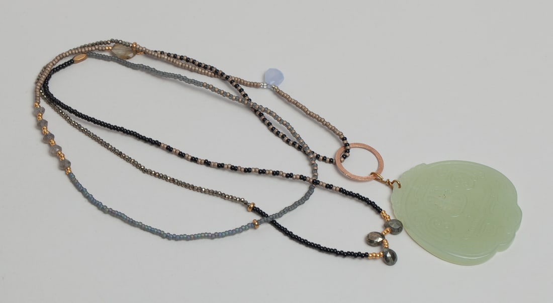 Chinese Export Jade Plaque Necklace (1 of 9)