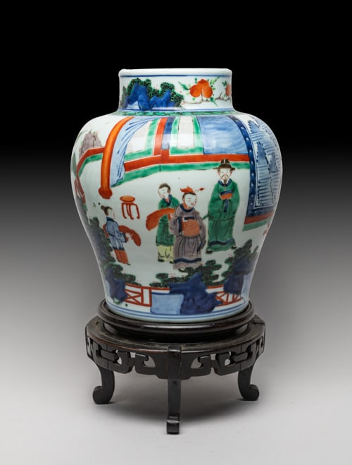 Large Chinese Wuchai Porcelain Jar w/ Stand (1 of 11)