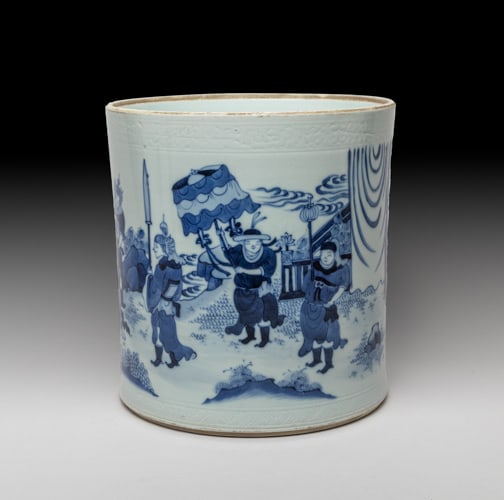 Large Chinese Blue & White Porcelain Brush Pot (1 of 14)