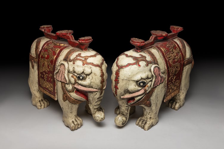 Two Large Chinese Wood Elephant (1 of 14)