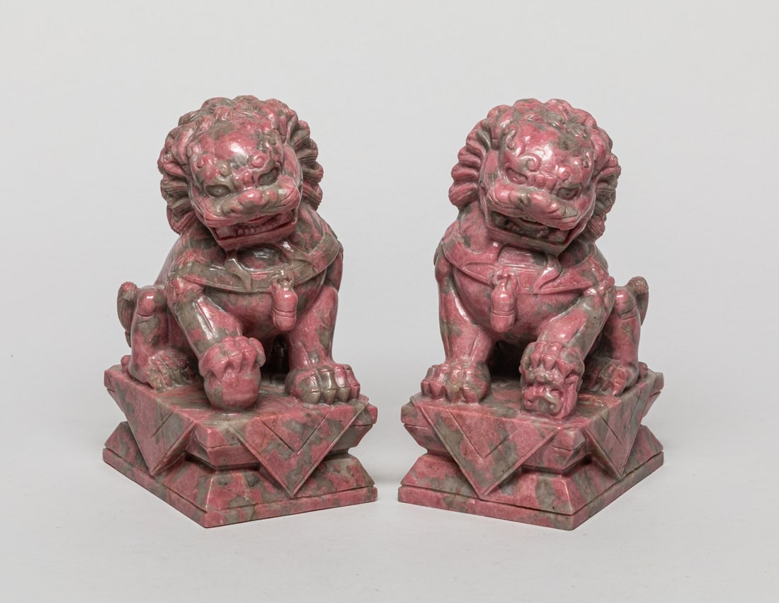Pair Chinese Gemstone Foo Dogs (1 of 11)