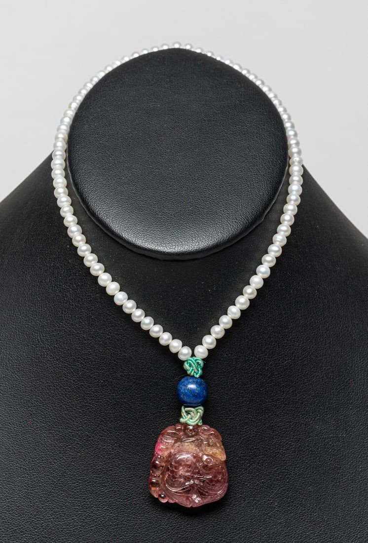 Chinese Tourmaline, Lapis & Pearl Beads (1 of 7)